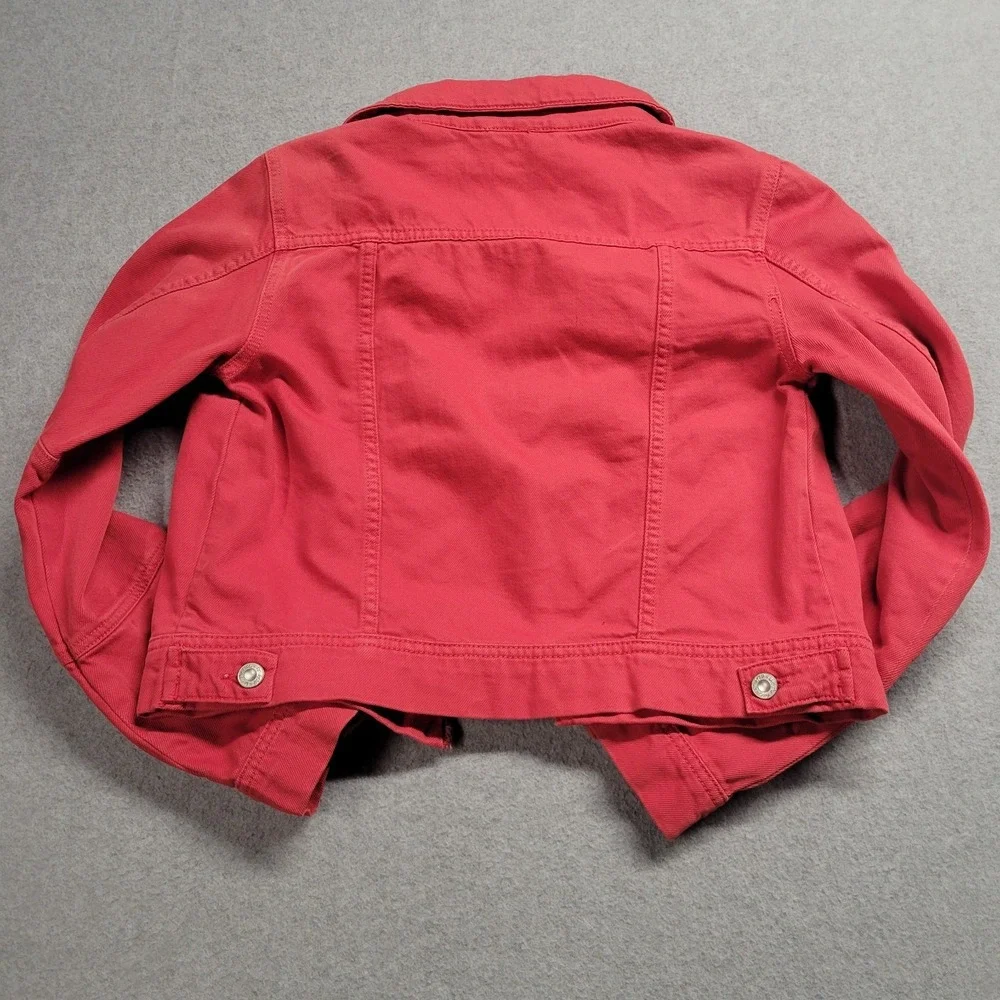 Free People Women's X-Small Cropped Denim Jean Jacket Red We The Free Boho - Picture 8 of 9